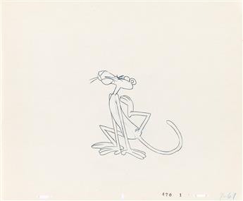 DEPATIE-FRELENG / PINK PANTHER The Pink Flea cel and matching drawing.